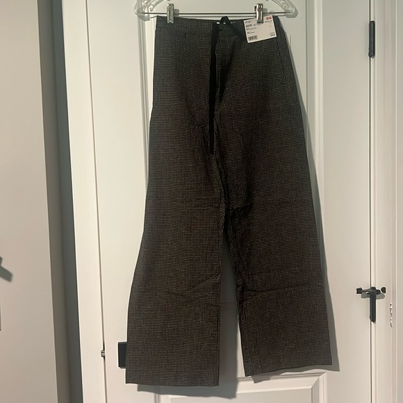 Uniqlo Pants - NWT Uniqlo Black Plaid Check Easy Pants Cotton Linen XS Ines De La Fressange